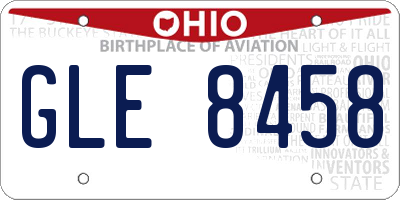 OH license plate GLE8458