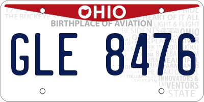 OH license plate GLE8476