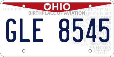 OH license plate GLE8545