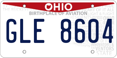 OH license plate GLE8604