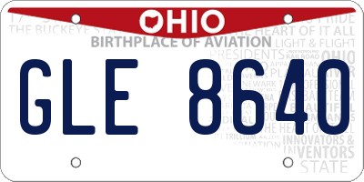 OH license plate GLE8640