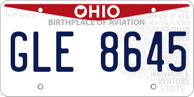 OH license plate GLE8645