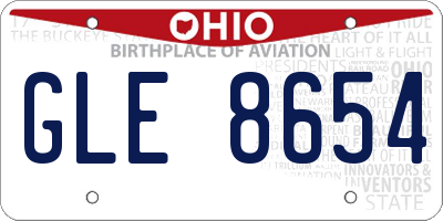 OH license plate GLE8654