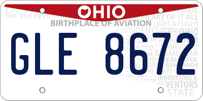 OH license plate GLE8672