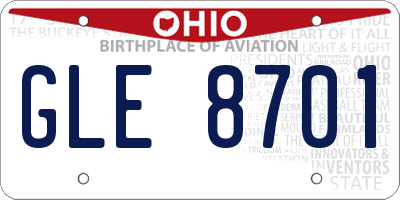 OH license plate GLE8701