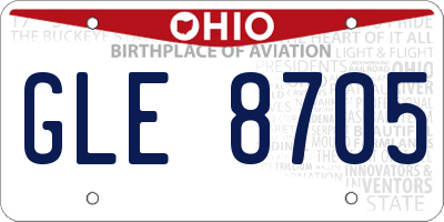 OH license plate GLE8705