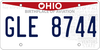 OH license plate GLE8744