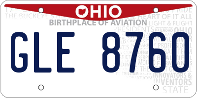 OH license plate GLE8760