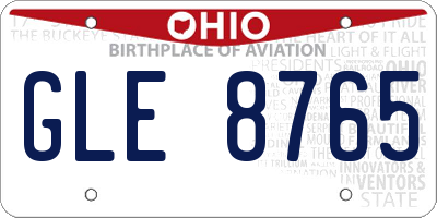 OH license plate GLE8765