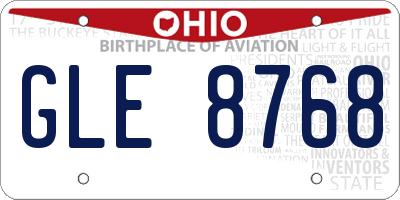 OH license plate GLE8768