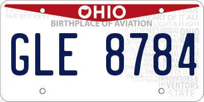OH license plate GLE8784