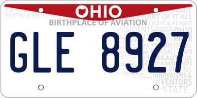OH license plate GLE8927
