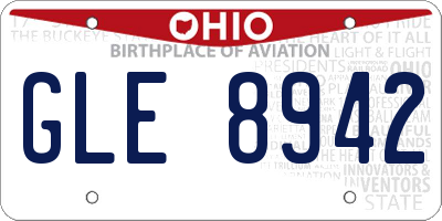 OH license plate GLE8942