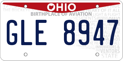 OH license plate GLE8947