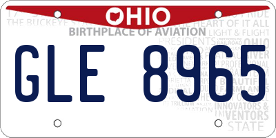 OH license plate GLE8965