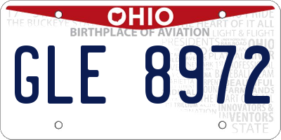 OH license plate GLE8972