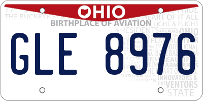 OH license plate GLE8976