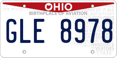 OH license plate GLE8978