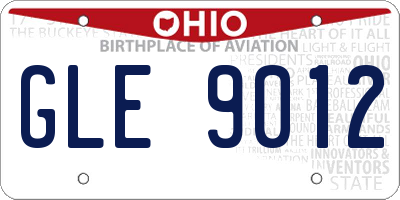 OH license plate GLE9012
