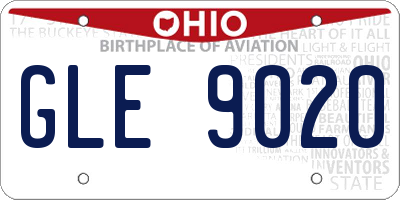 OH license plate GLE9020