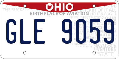 OH license plate GLE9059