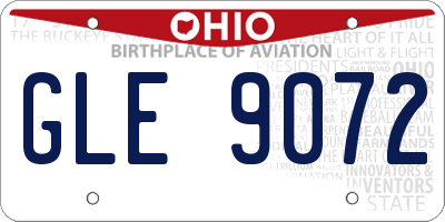 OH license plate GLE9072