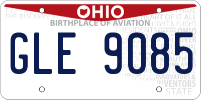 OH license plate GLE9085