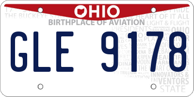 OH license plate GLE9178