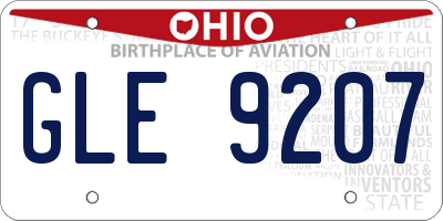 OH license plate GLE9207
