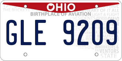 OH license plate GLE9209