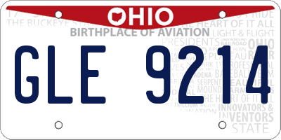 OH license plate GLE9214