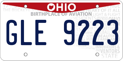 OH license plate GLE9223