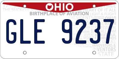 OH license plate GLE9237