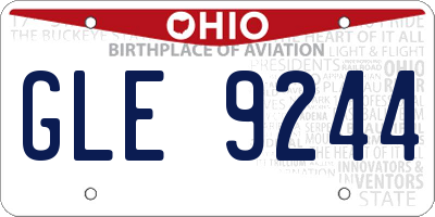 OH license plate GLE9244
