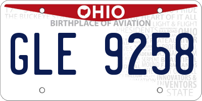 OH license plate GLE9258