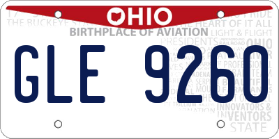 OH license plate GLE9260