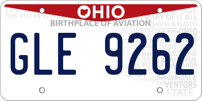 OH license plate GLE9262