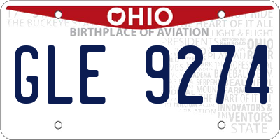 OH license plate GLE9274