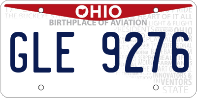 OH license plate GLE9276