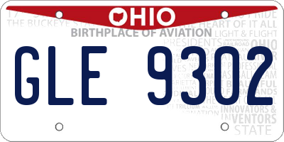 OH license plate GLE9302