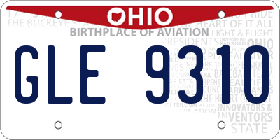 OH license plate GLE9310