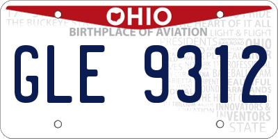 OH license plate GLE9312