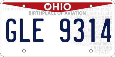 OH license plate GLE9314