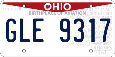 OH license plate GLE9317