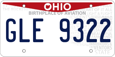 OH license plate GLE9322