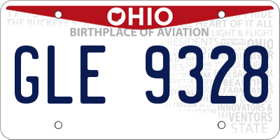 OH license plate GLE9328