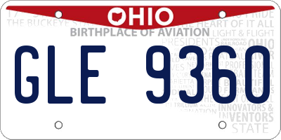 OH license plate GLE9360