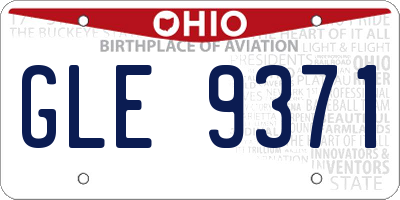 OH license plate GLE9371