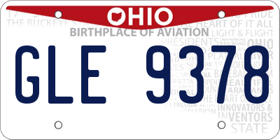 OH license plate GLE9378
