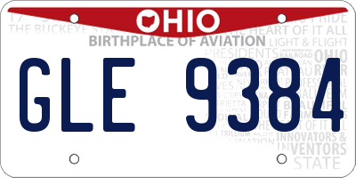OH license plate GLE9384